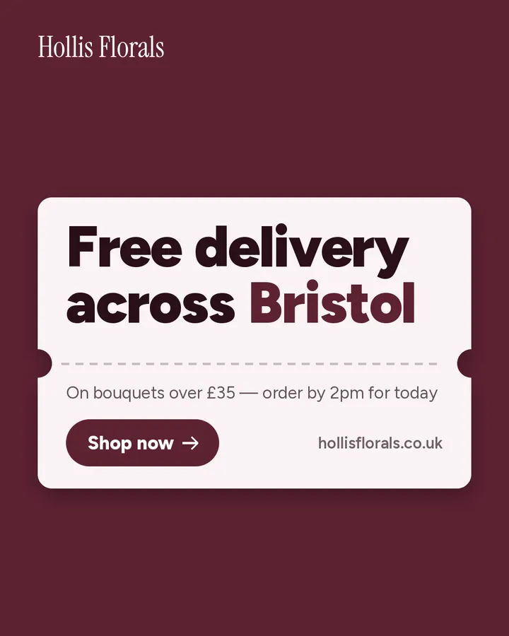 Sample offer ad for a florist: Free delivery across Bristol